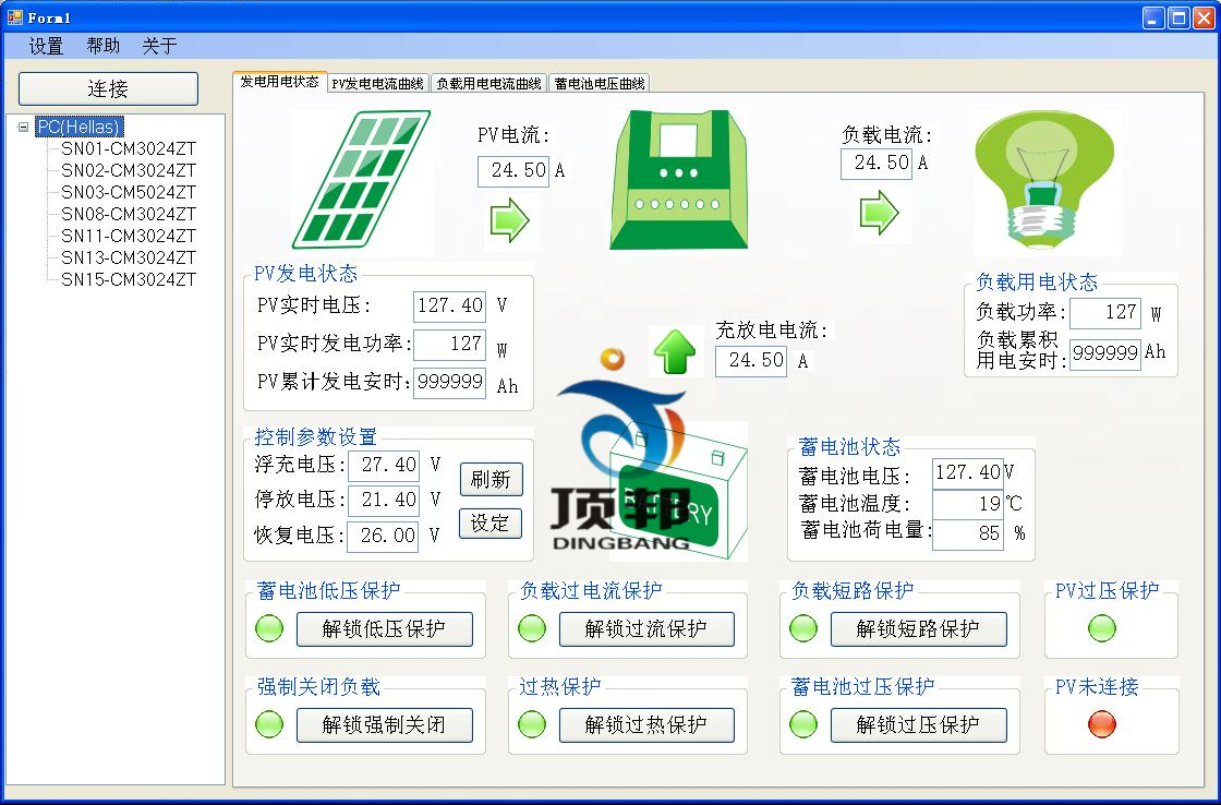 上位機通訊聯機界面圖